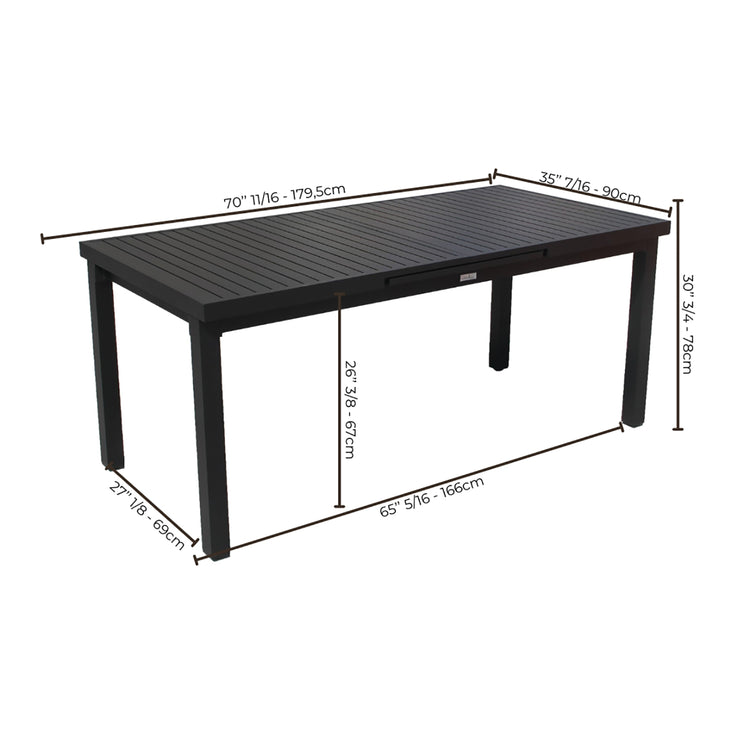 F. Corriveau International - Table à Rallonge Extérieur, Fait en Aluminium, Noir - Simple Boutique