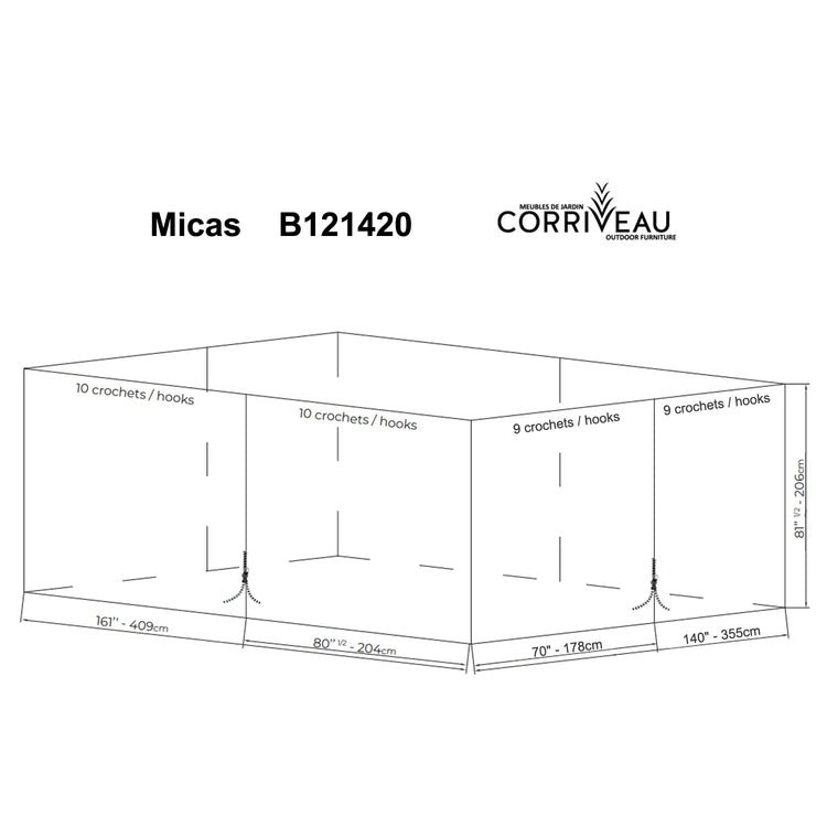 F.Corriveau International - Rideau Clair / Mica pour Gazebo 12' x 14', Transparent - Simple Boutique