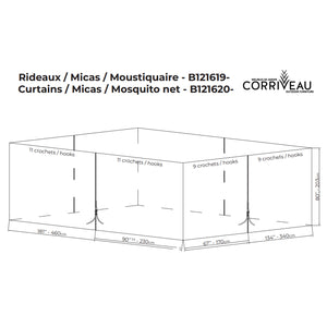 F.Corriveau International - Rideau Clair / Mica pour Gazebo 12' x 16', Transparent - Simple Boutique