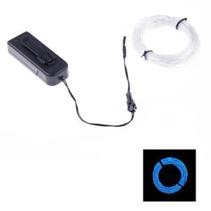 Fil EL (Électro Luminescent) 2.3mm, Contrôleur à batteries, 3m - Bleu Glacé - Simple Boutique