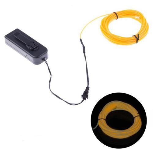 Fil EL (Électro Luminescent) 2.3mm, Contrôleur à batteries, 3m - Jaune - Simple Boutique