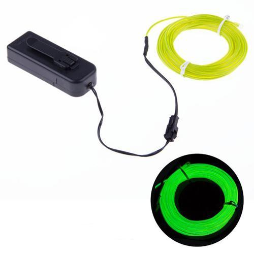 Fil EL (Électro Luminescent) 2.3mm, Contrôleur à batteries, 3m - Vert Fluo - Simple Boutique