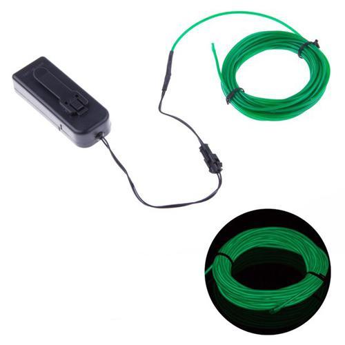 Fil EL (Électro Luminescent) 2.3mm, Contrôleur à batteries, 3m - Vert - Simple Boutique