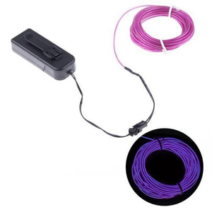 Fil EL (Électro Luminescent) 2.3mm, Contrôleur à batteries, 3m - Violet - Simple Boutique