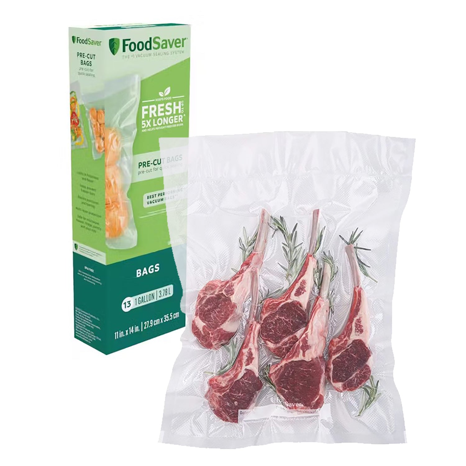 FoodSaver - Lot de 13 Sacs Prédécoupés pour Scelleuse Sous-Vide, Capacité de 3.78 Litre - Simple Boutique