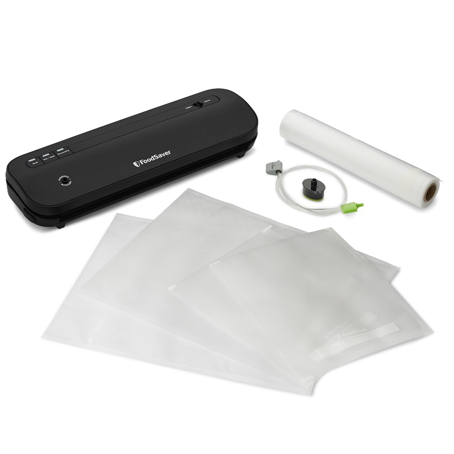 FoodSaver - Machine à Emballer Sous-Vide Compact, Comprend 1 Rouleau et 4 Sacs Prédécoupés, Noir - Simple Boutique