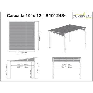 Gazebo Mural Cascada 10' x 12' avec toit rigide Galvalume - Simple Boutique