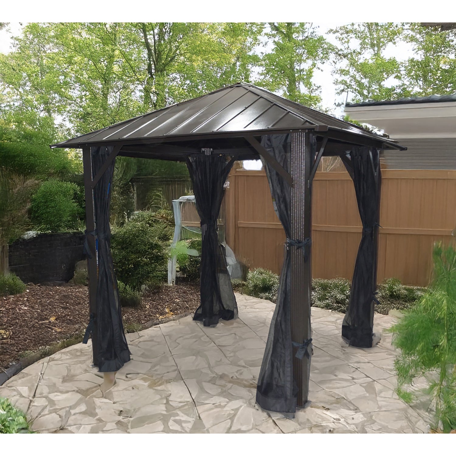Gazebo Seoul 8'x8' avec toit en Acier Galvanisé - Simple Boutique