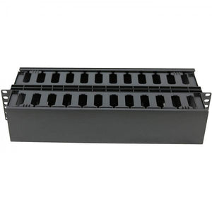 Gestionnaire de Câbles Double Face 2U avec Couvercles, Plastique, Rack 19 pouces - Simple Boutique