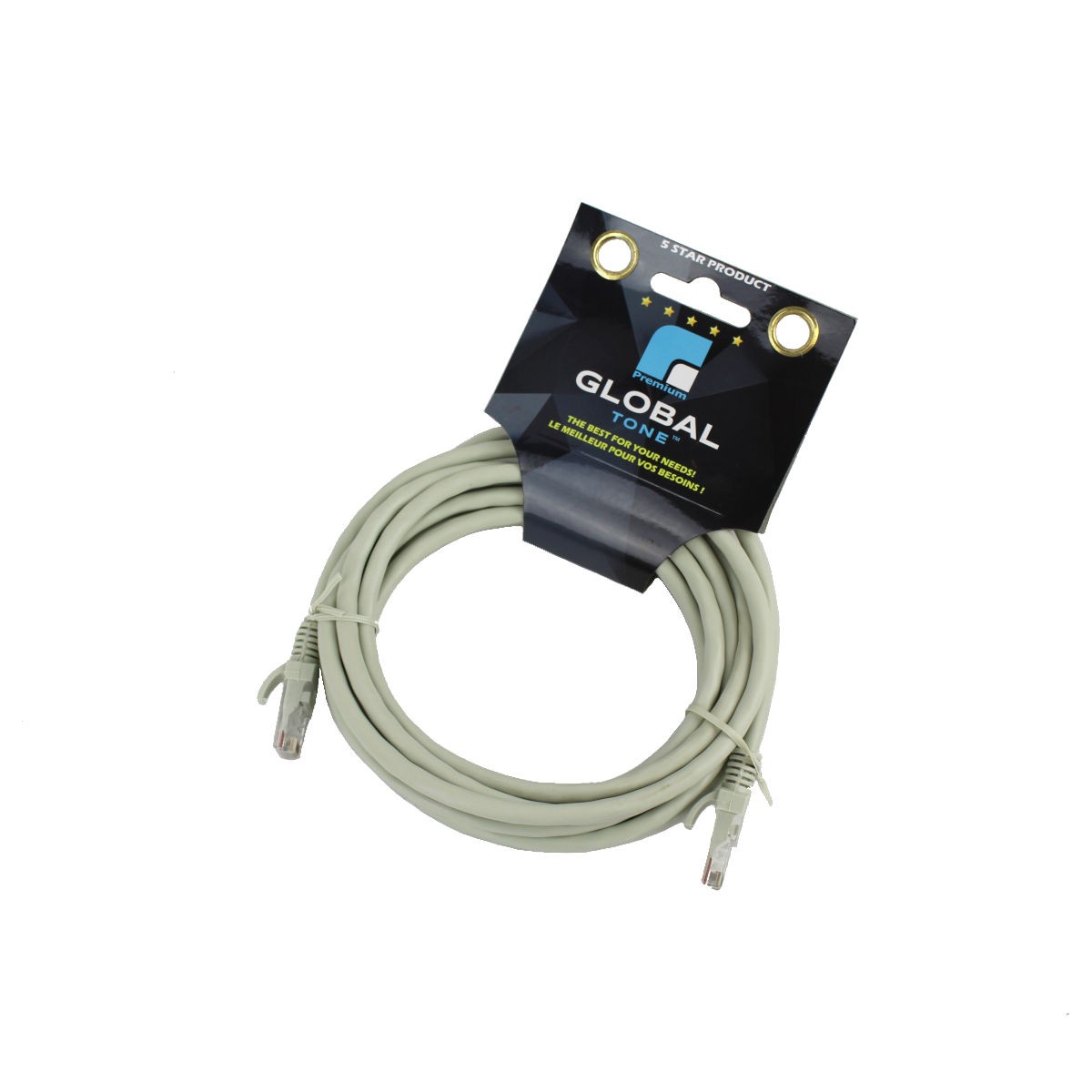 GlobalTone Câble ethernet réseau Cat6 RJ-45 10 pieds Gris - Simple Boutique