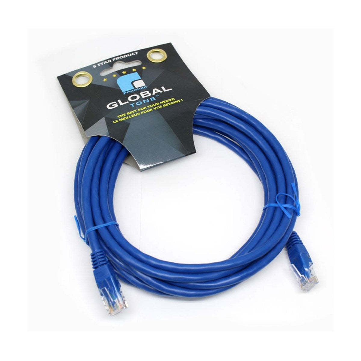 GlobalTone Câble ethernet réseau Cat6 RJ-45 14 pieds Bleu - Simple Boutique