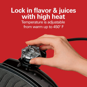 Hamilton Beach - Grill Intérieur/Extérieur HealthSmart®, Surface Antiadhésive, Noir - Simple Boutique
