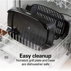 Hamilton Beach - Grill Intérieur/Extérieur HealthSmart®, Surface Antiadhésive, Noir - Simple Boutique