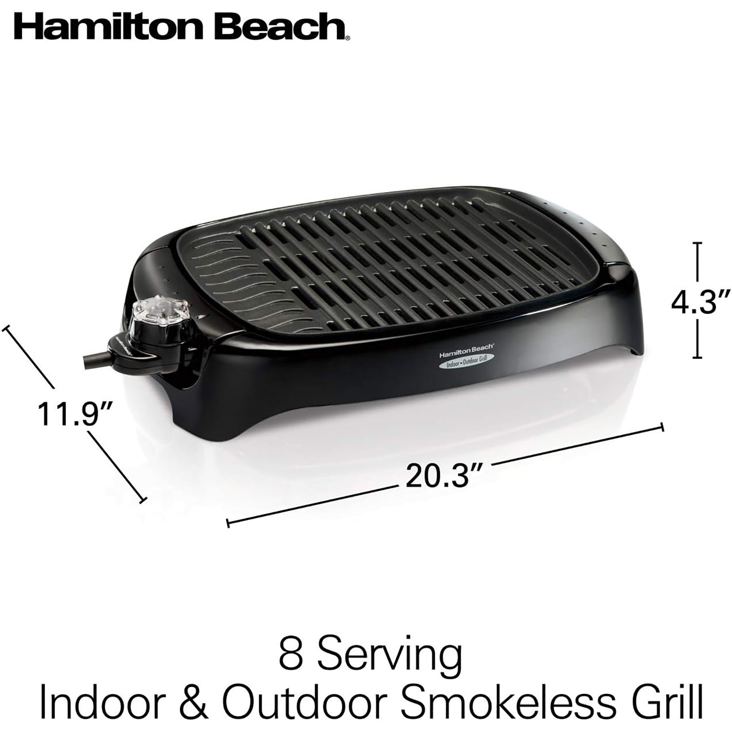 Hamilton Beach - Grill Intérieur/Extérieur HealthSmart®, Surface Antiadhésive, Noir - Simple Boutique
