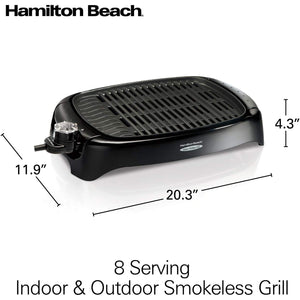Hamilton Beach - Grill Intérieur/Extérieur HealthSmart®, Surface Antiadhésive, Noir - Simple Boutique