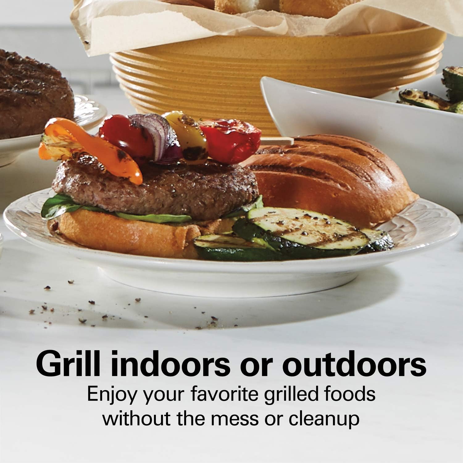 Hamilton Beach - Grill Intérieur/Extérieur HealthSmart®, Surface Antiadhésive, Noir - Simple Boutique