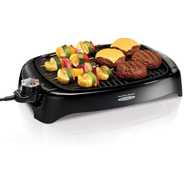 Hamilton Beach - Grill Intérieur/Extérieur HealthSmart®, Surface Antiadhésive, Noir - Simple Boutique