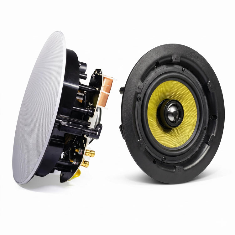 Haut-Parleurs Plafond Encastrés 6.5" 2 Voies 100 Watts 8 Ohms Kevlar, Vendu En Paire Blanc Sans Bordure - SS-ICS-6-5KV - Simple Boutique