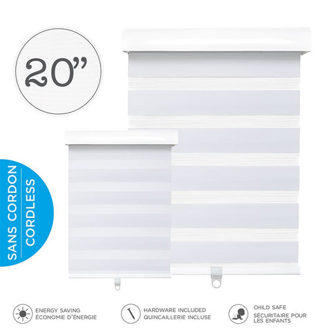 Hauz 2084WHTCD - Store de Fenêtre à Toile Alternée 20'' X 84'', Sans Cordon, Blanc