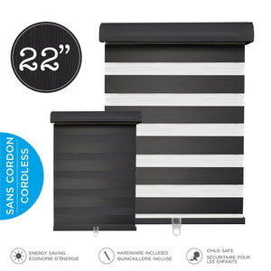 Hauz 2284BLKCD - Store de Fenêtre à Toile Alternée 22'' X 84'', Sans Cordon, Noir - Simple Boutique