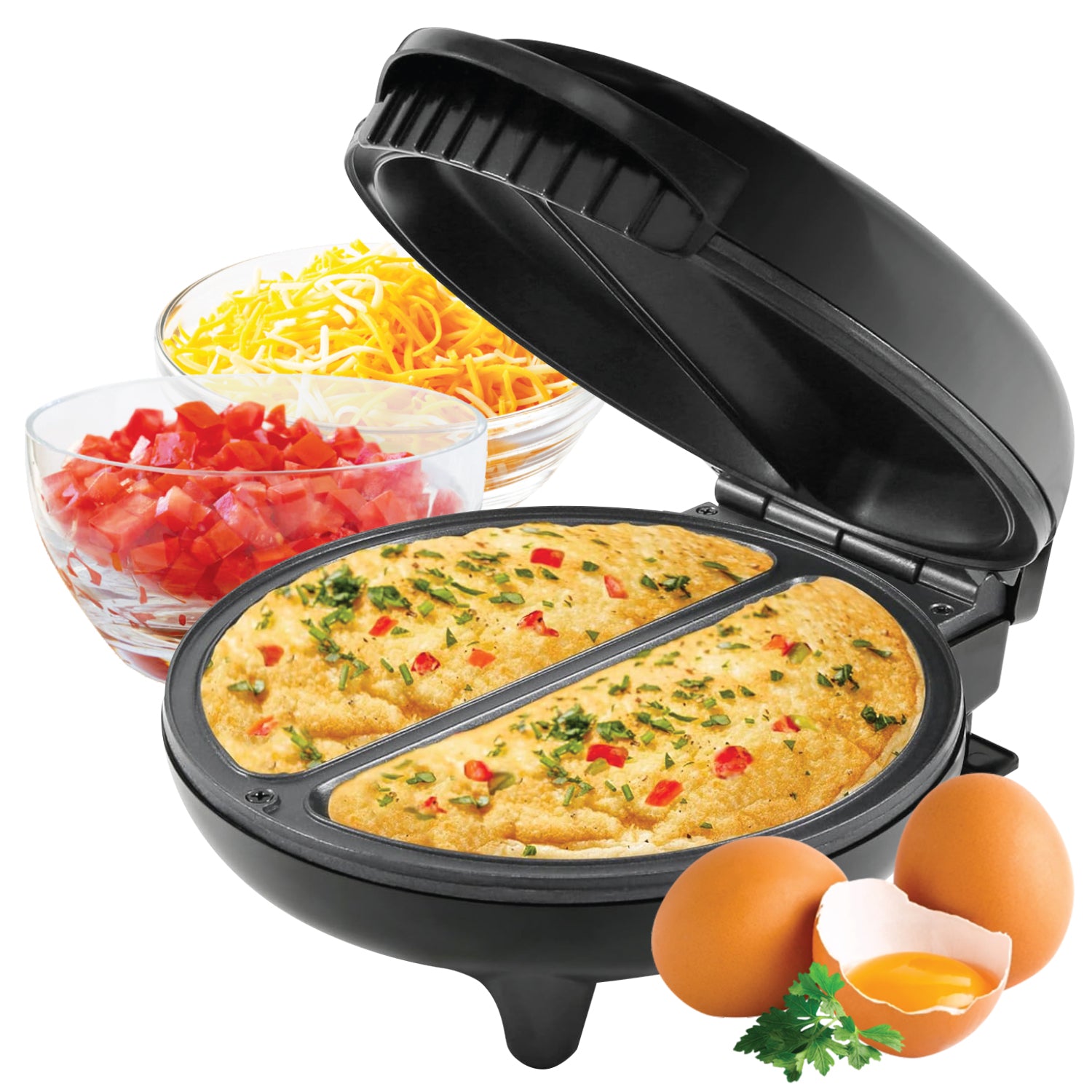 Hauz - Appareil à Omelette, Surface Antiadhésive, 2 Portions, Noir - Simple Boutique