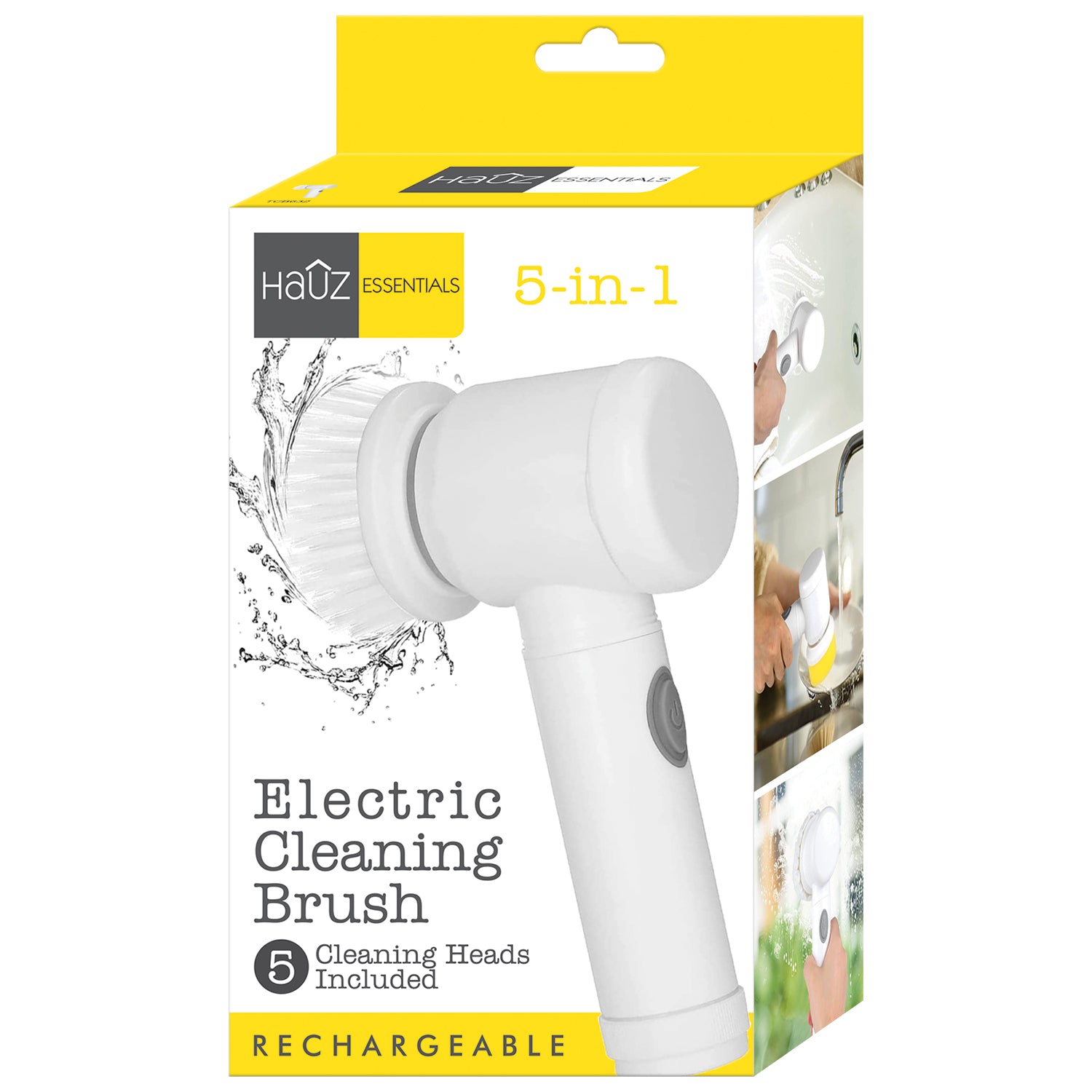 Hauz Brosse de nettoyage électrique rechargeable 5 en 1 avec têtes, blanche - Simple Boutique