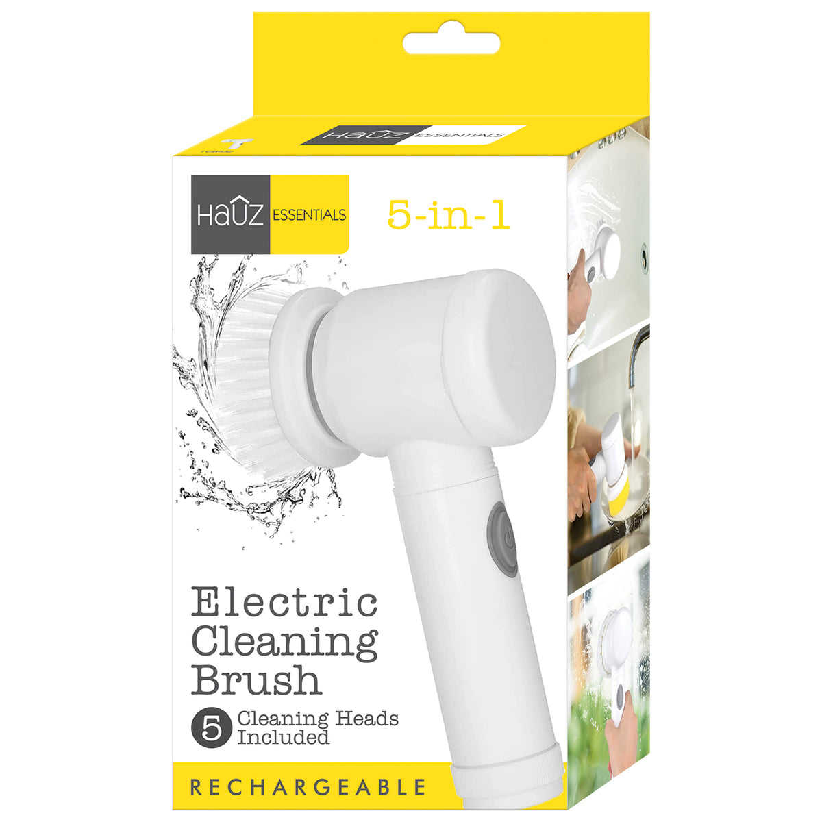 Hauz Brosse de nettoyage électrique rechargeable 5 en 1 avec têtes, blanche - Simple Boutique