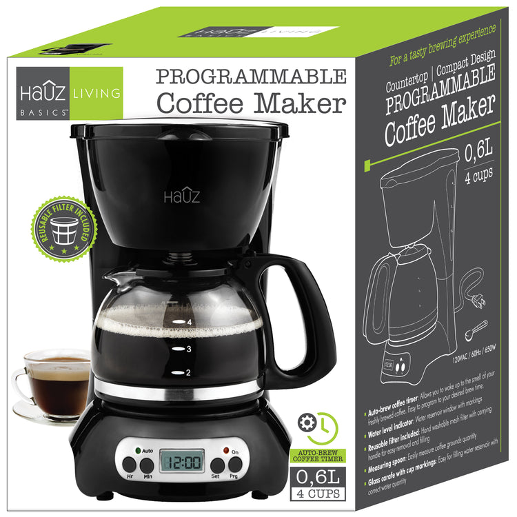 Hauz - Cafetière Numérique Programmable, Capacité de 4 Tasses, Design Compact - Simple Boutique