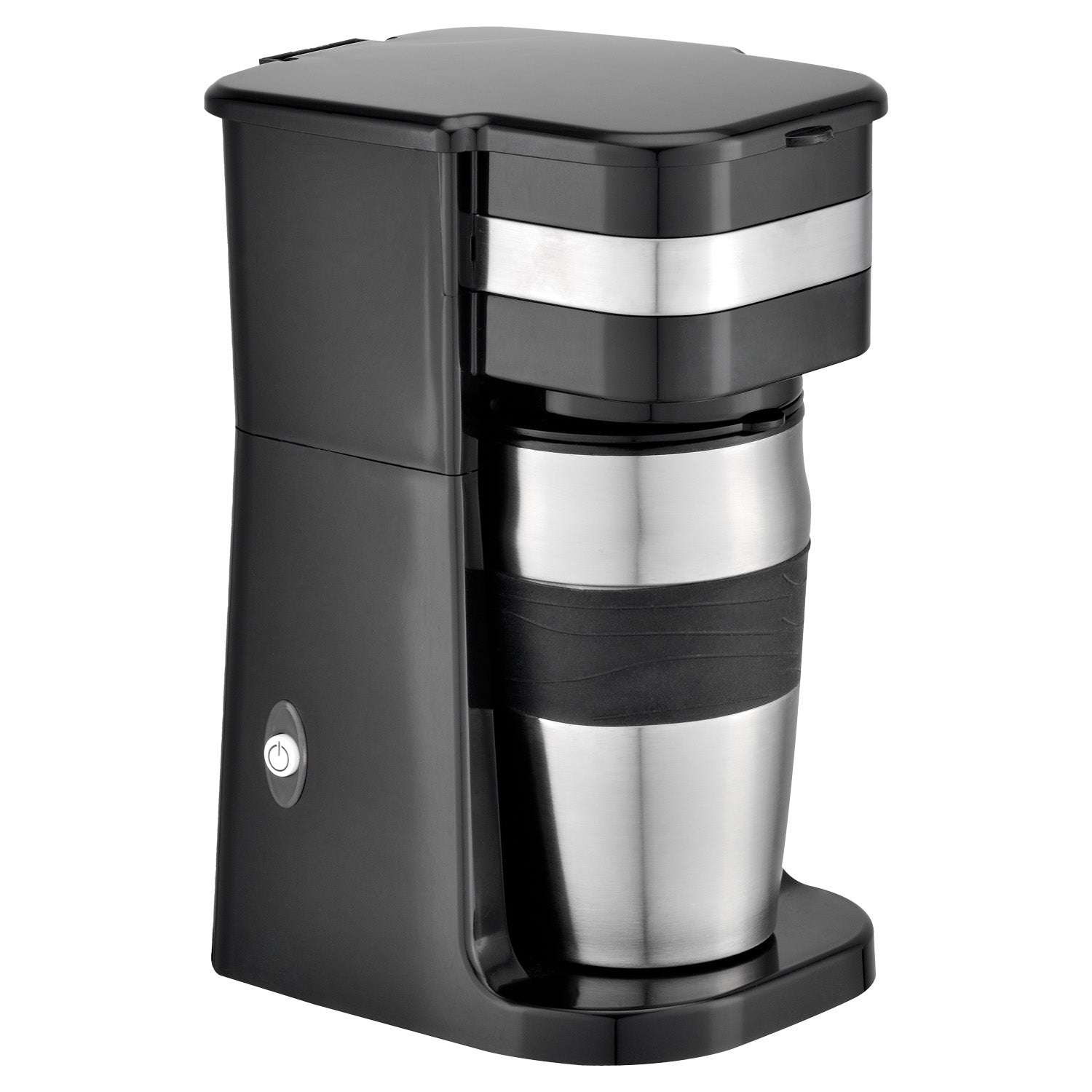 Hauz Cafetière Une Tasse avec Tasse de Voyage en Acier Inoxydable 420 ml, Noir - Simple Boutique