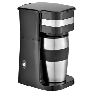 Hauz Cafetière Une Tasse avec Tasse de Voyage en Acier Inoxydable 420 ml, Noir - Simple Boutique