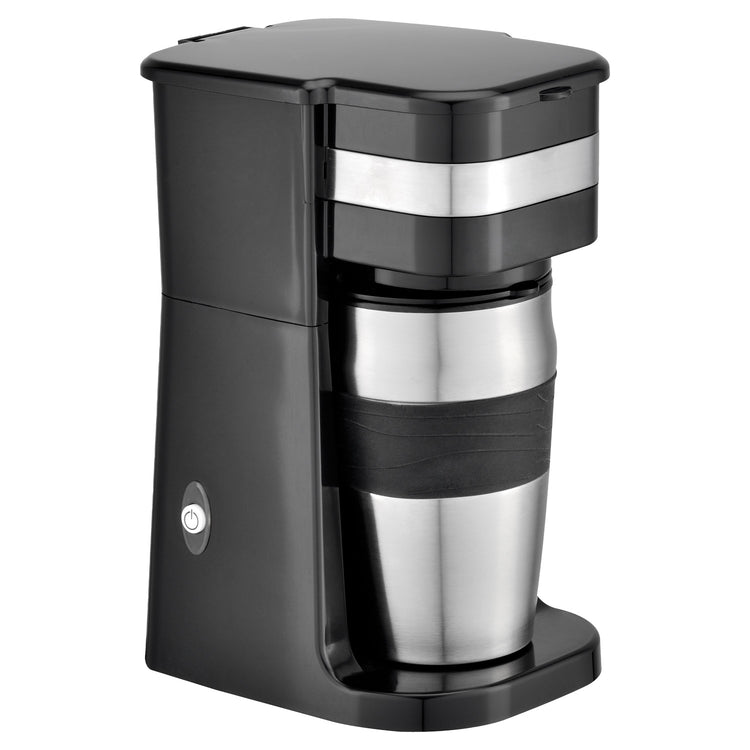 Hauz Cafetière Une Tasse avec Tasse de Voyage en Acier Inoxydable 420 ml, Noir - Simple Boutique
