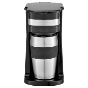 Hauz Cafetière Une Tasse avec Tasse de Voyage en Acier Inoxydable 420 ml, Noir - Simple Boutique
