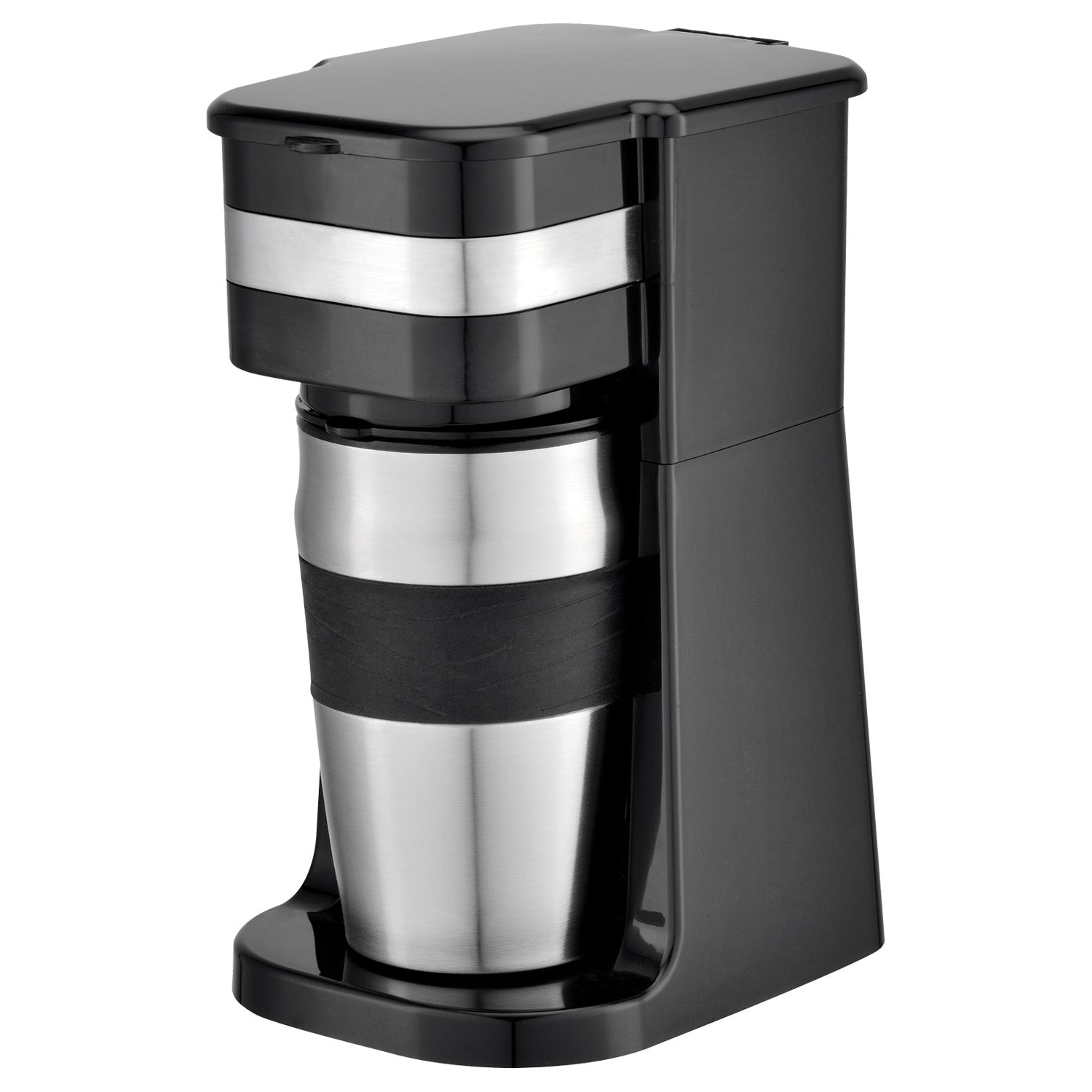 Hauz Cafetière Une Tasse avec Tasse de Voyage en Acier Inoxydable 420 ml, Noir - Simple Boutique