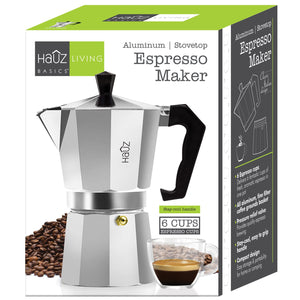 Hauz - Cafetière à Expresso en Aluminium, Design Compact, Capacité de 6 Tasses - Simple Boutique