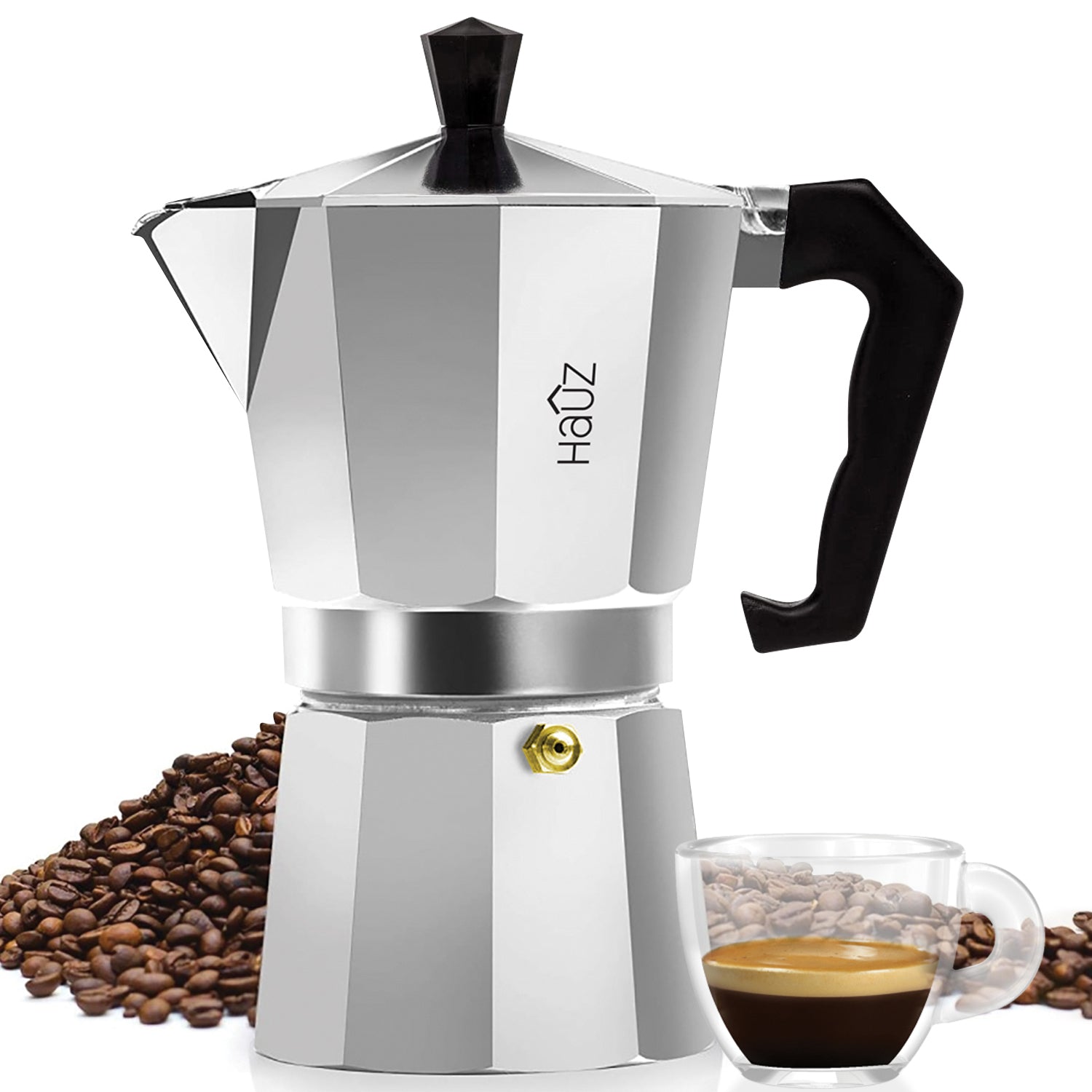 Hauz - Cafetière à Expresso en Aluminium, Design Compact, Capacité de 6 Tasses - Simple Boutique