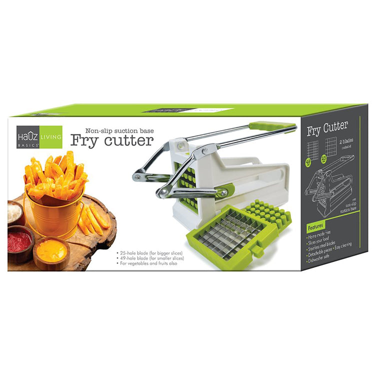 Hauz - Coupe-Frites avec 2 Lames et Base à Ventouse Antidérapante, Vert - Simple Boutique