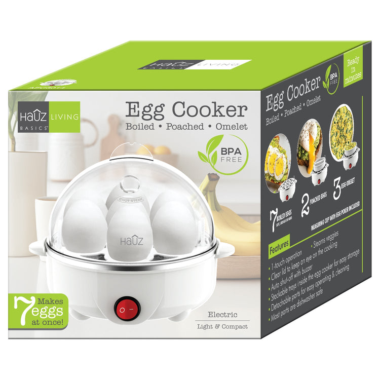 Hauz - Cuiseur à Oeufs 3 en 1, Bouillis, Pochés ou Omelette, Sans BPA, Blanc - Simple Boutique
