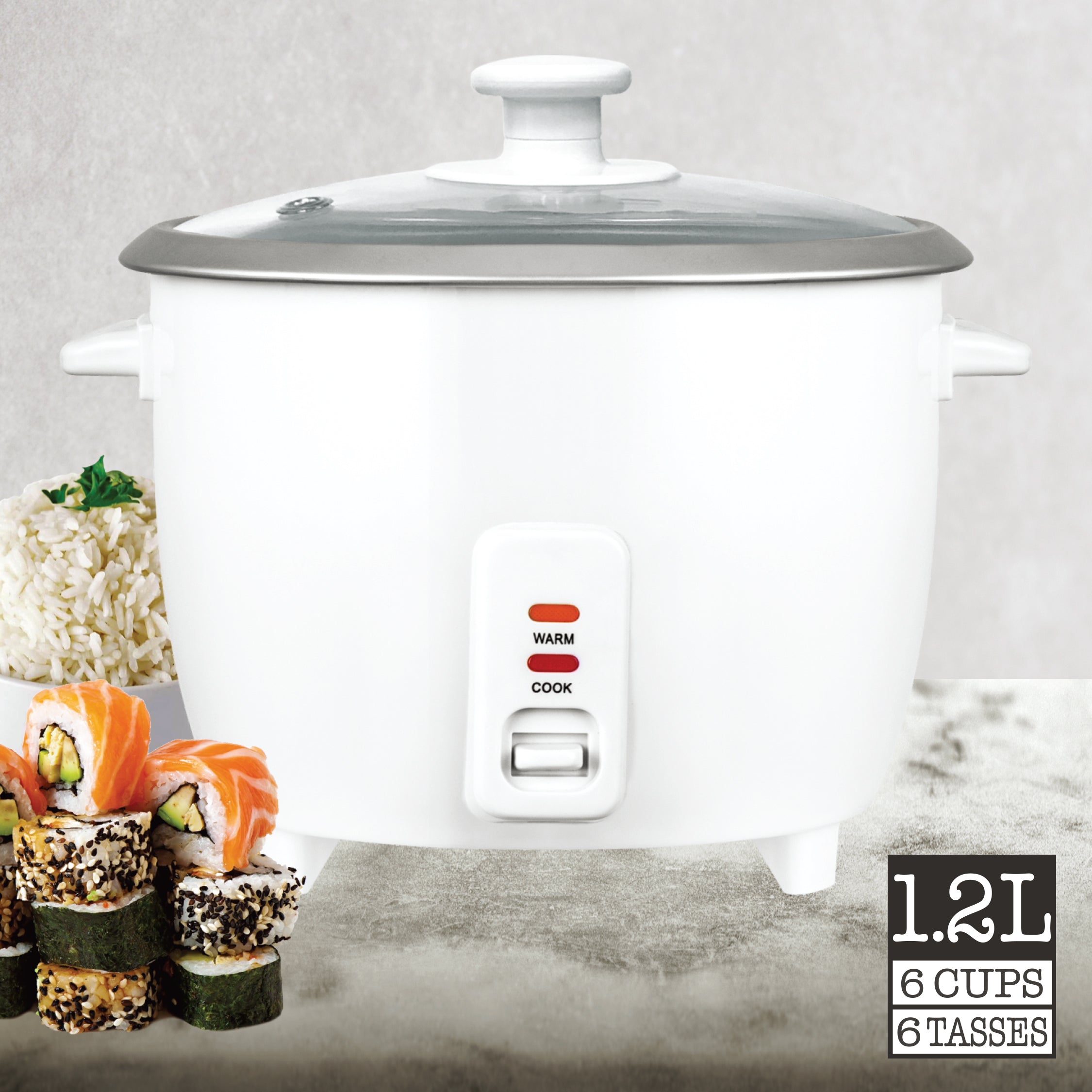 Hauz - Cuiseur à Riz Électrique, Pot Intérieur Antiadhésif, Capacité de 6 Tasses, Blanc - Simple Boutique