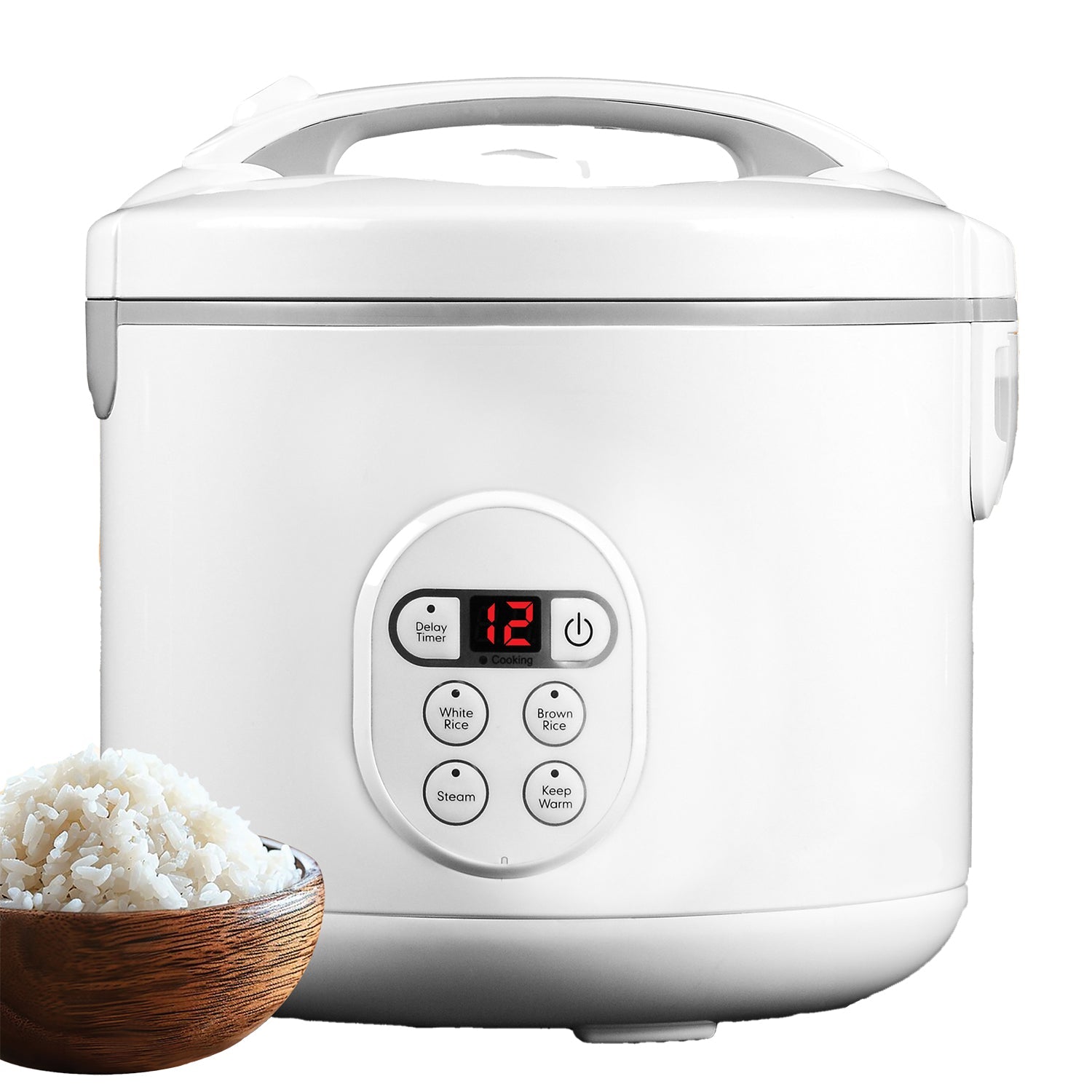 Hauz - Cuiseur à Riz et Cuiseur Vapeur Numérique, Capacité de 6 Tasses, Blanc - Simple Boutique