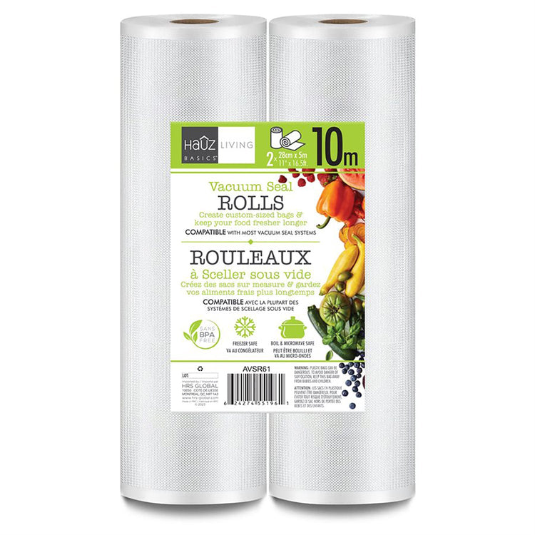 Hauz - Ensemble de 2 Rouleaux pour Scelleuse Sous-Vide, Sans BPA, Longeur Total de 10 Mètres - Simple Boutique