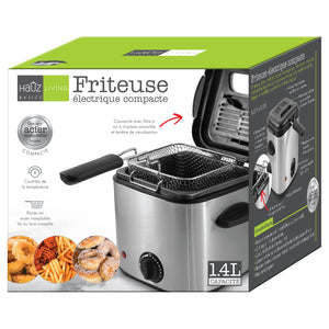 Hauz - Friteuse Électrique Compacte, Capacité de 1.4L, Température Ajustable, Acier Inoxydable - Simple Boutique