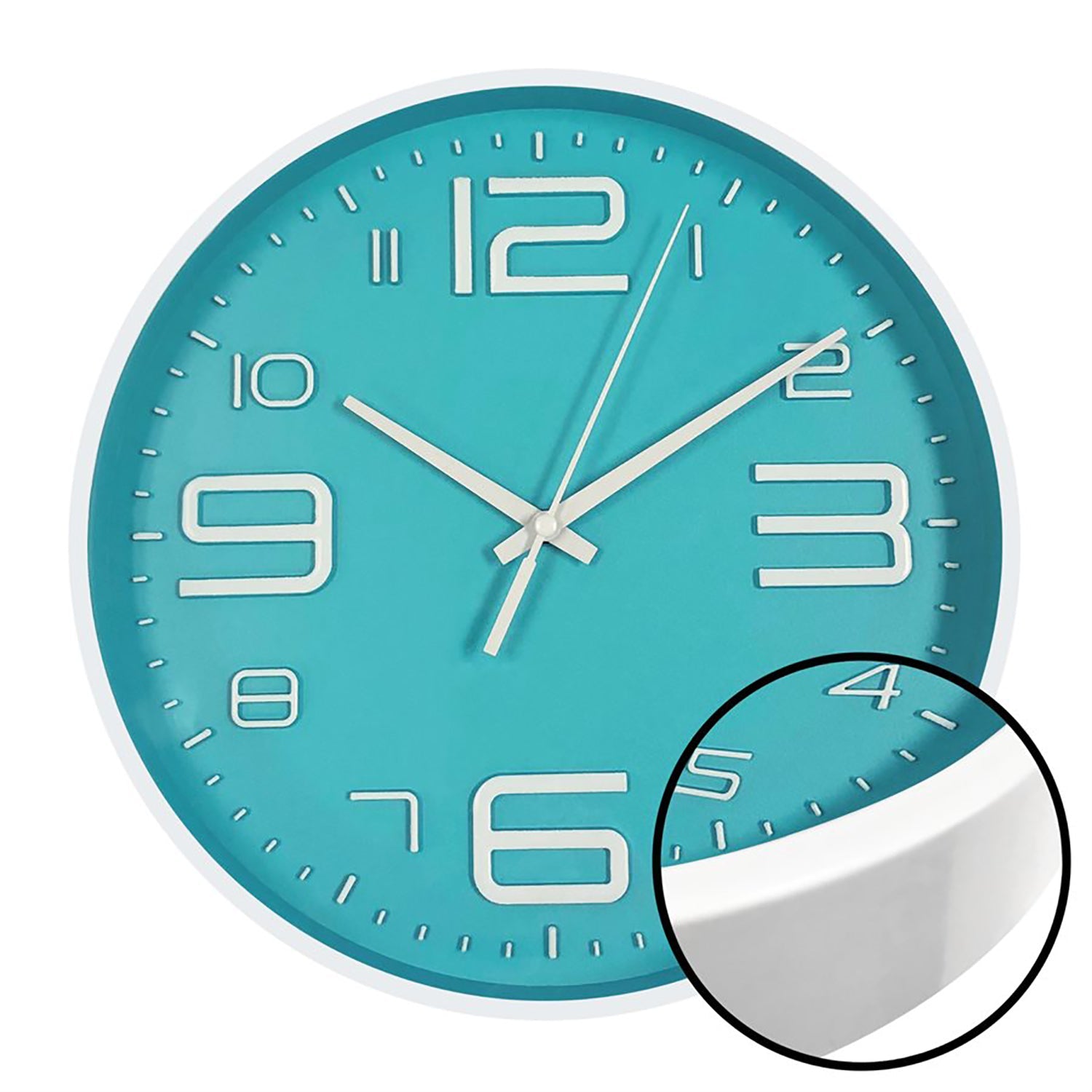 Hauz - Horloge Murale Ronde, Diamètre de 10", Précision Quartz, Bleu - Simple Boutique