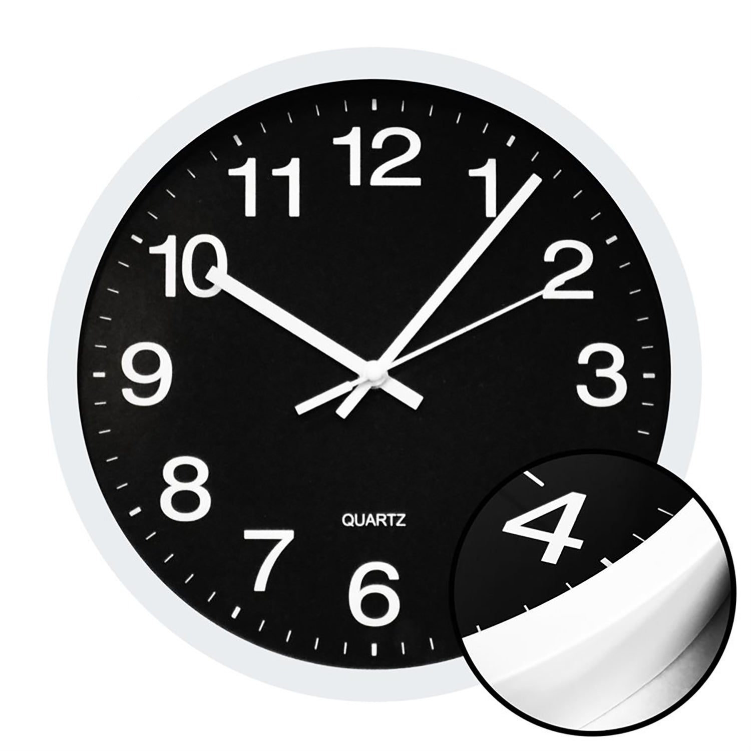 Hauz - Horloge Murale Ronde, Diamètre de 10", Précision Quartz, Noir - Simple Boutique