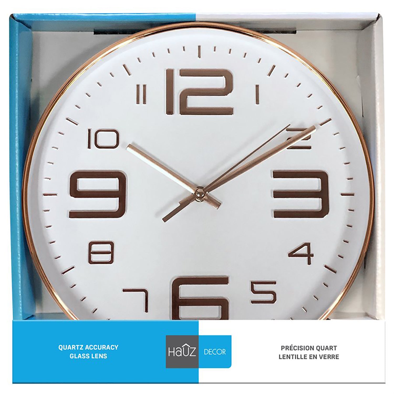 Hauz - Horloge Murale Ronde, Diamètre de 12", Précision Quartz, Blanc - Simple Boutique