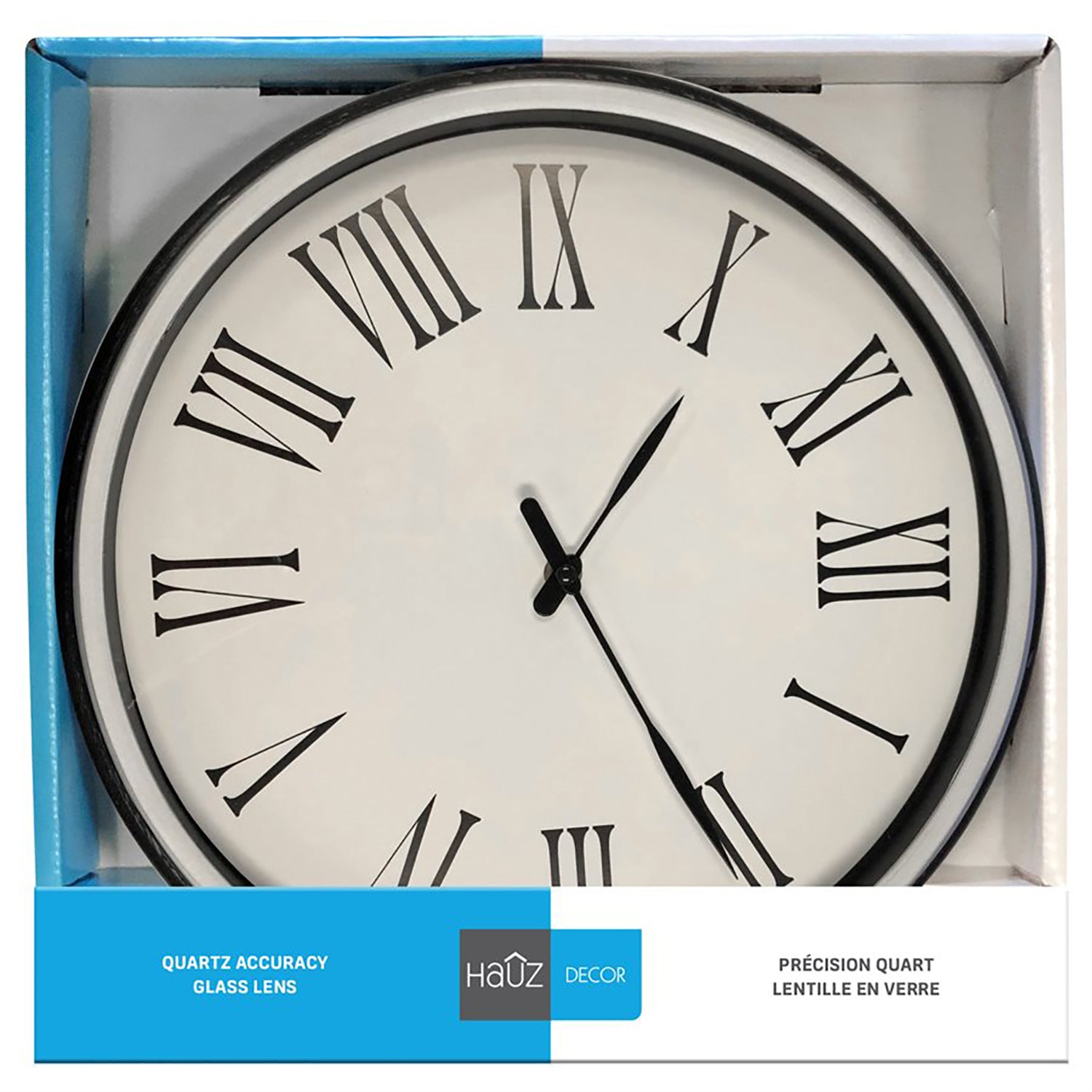Hauz - Horloge Murale Ronde, Diamètre de 14", Précision Quartz, Blanc - Simple Boutique