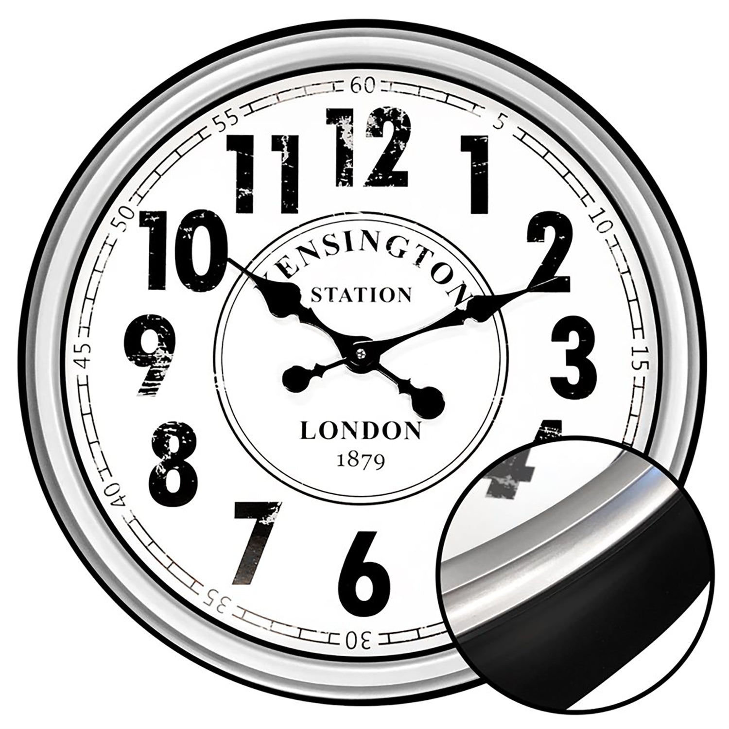 Hauz - Horloge Murale Ronde, Diamètre de 20", Précision Quartz, Noir - Simple Boutique