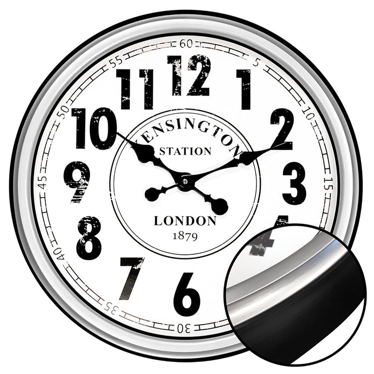 Hauz - Horloge Murale Ronde, Diamètre de 20", Précision Quartz, Noir - Simple Boutique