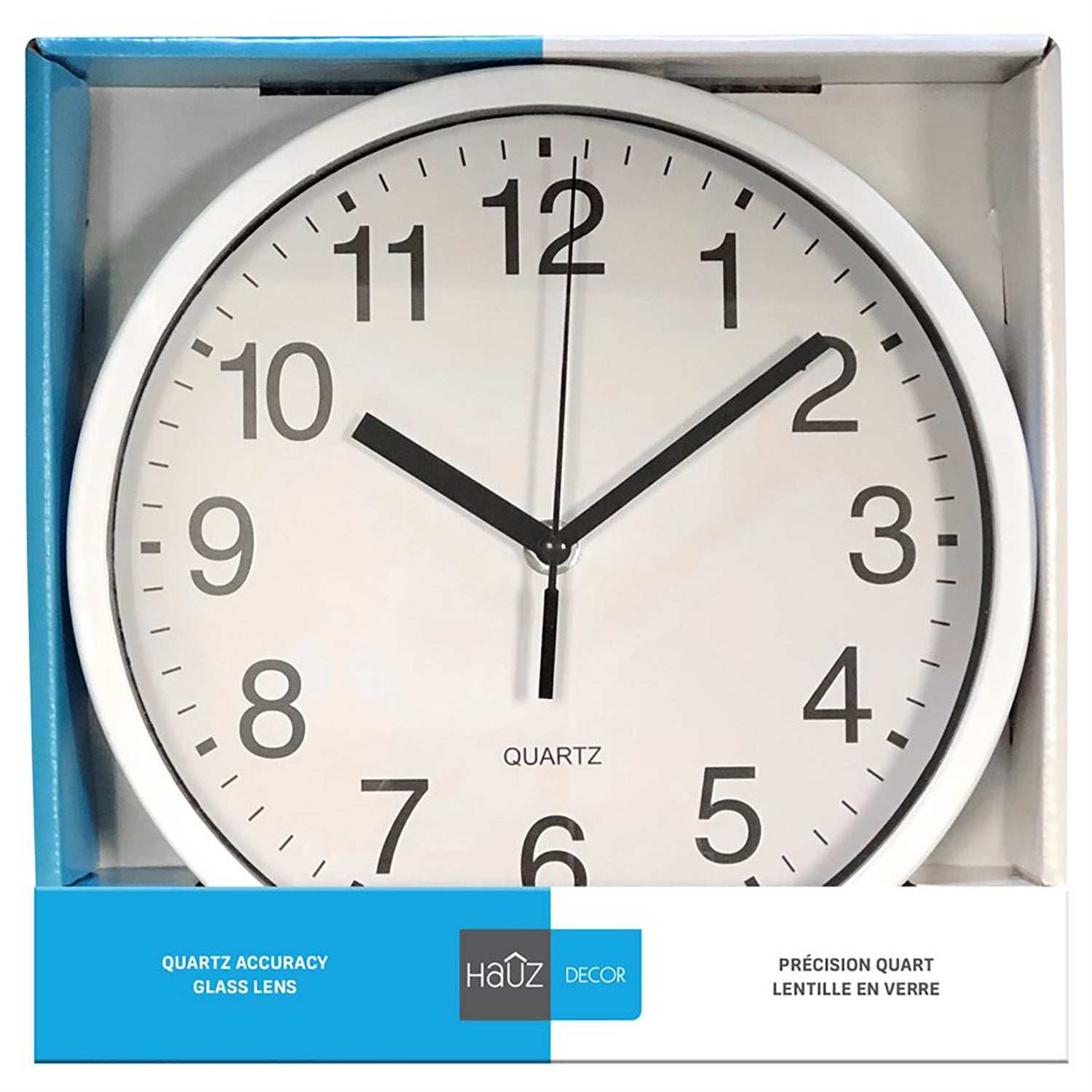 Hauz - Horloge Murale Ronde, Diamètre de 9", Précision Quartz, Blanc - Simple Boutique