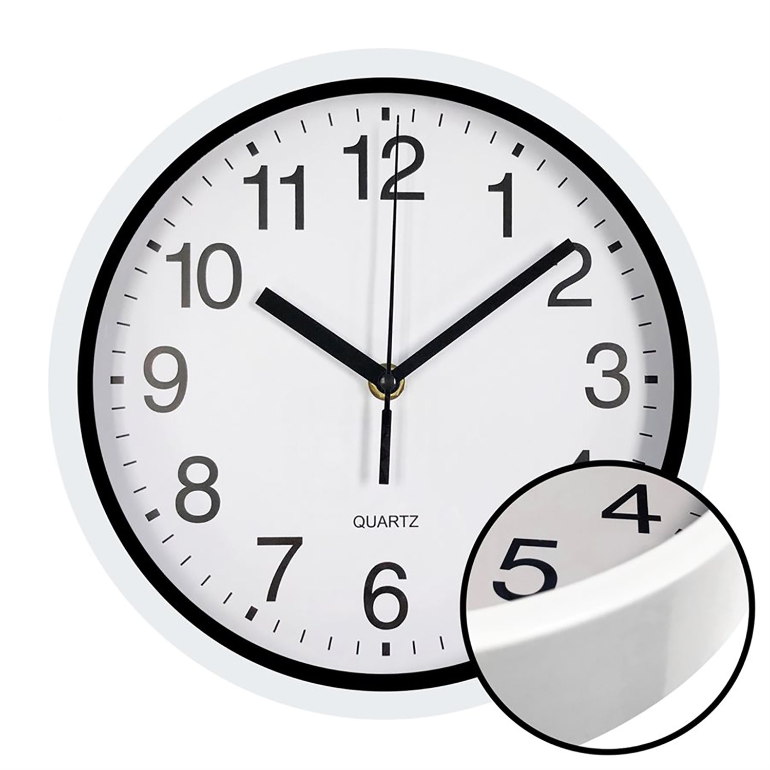 Hauz - Horloge Murale Ronde, Diamètre de 9", Précision Quartz, Blanc - Simple Boutique