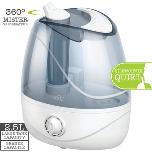 Hauz Humidificateur Ultrasonique à Vapeur Froide 2,5 L, Silencieux, Blanc - Simple Boutique